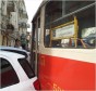 Трамвай сошел с рельсов – пострадали припаркованные авто(фото)